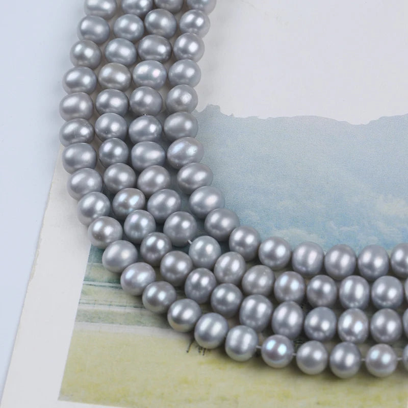 Zhuji Wholesale Natural White Grey 6-7mm Potato Freshwater Pearl Strands