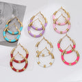 Punk Circle Open Big Earrings Colorful Oil Drip 18K Gold Plated Tube Round Stainless Steel Hoop Earrings for Women