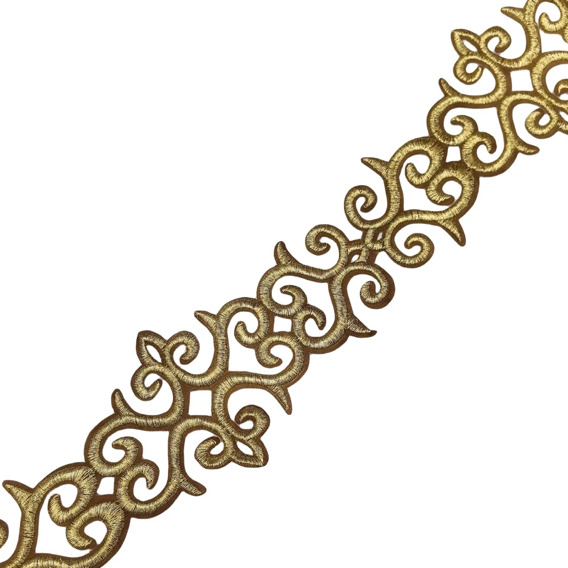 Wholesale Goods High-grade Lace Fabric Metal Gauze Wedding Decoration Lace Embroidery Hemline Decoration Adhesive Backing