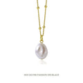 S925 Sterling Silver Retro Baroque Freshwater Pearl Pendant Necklace Classic Niche Personality for Women's Wedding Anniversary