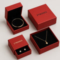 Luxury Red Cardboard Paper Bracelet Necklace Earring Jewelry Boxes Packaging With Custom Logo