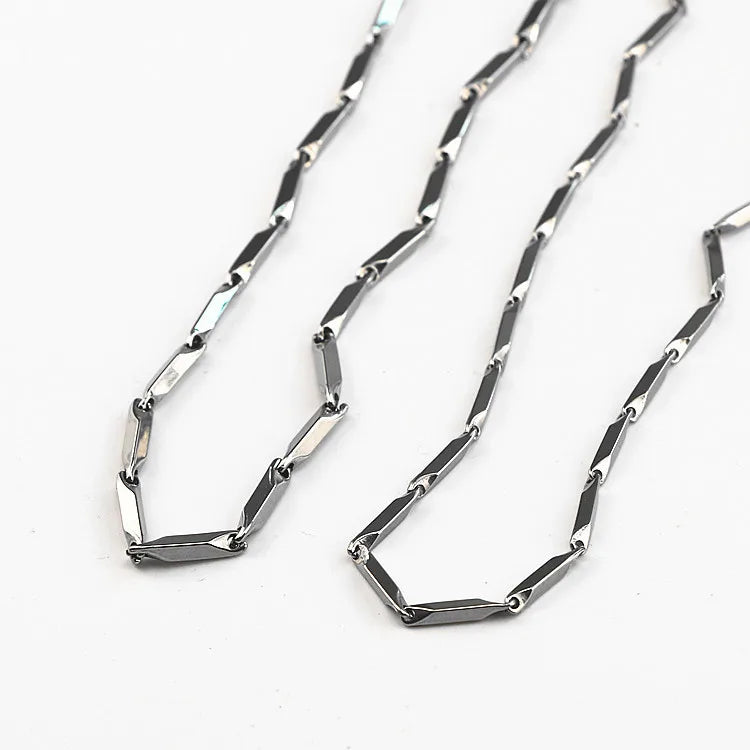 Fashion Men's Titanium Steel Necklace Bevel Chain European and American Metal Hip Hop Stainless Steel Chain for Men