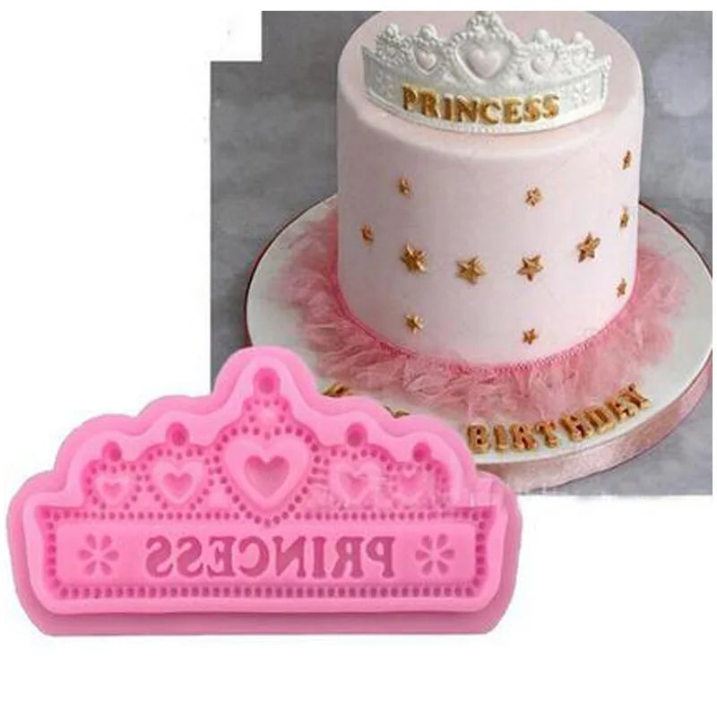 Crown Shape Happy Birthday Silicone Chocolate Fondant Cake Mold Eco-Friendly Princess Baking DIY Cupcake Decoration OPP Bag