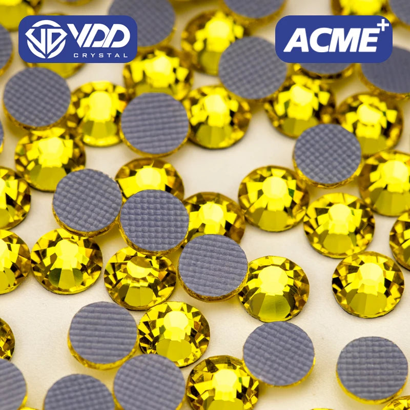VDD 005 Citrine ACME Top Quality Hot-Fix Glass Rhinestones Crystal Flatback Strass Glitter Stones for Garment Wedding Dress