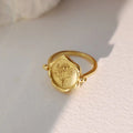 Vintage Wholesale Tarnish Free Personalized Birth Flower 316l Stainless Steel Ring 18k Gold Plated Family Jewelry Ring for Women