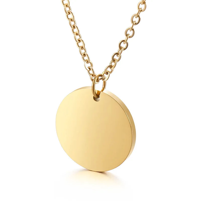 Custom Wholesale New Personalized Blank Disk Circular Stainless Steel Delicate Necklace Pendant Necklace