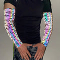 rainbow Reflective zebra Pattern Sun UV protection Cool Outdoor Sport Arm Sleeve Cover for Men Cycling Riding Basketball Fishing