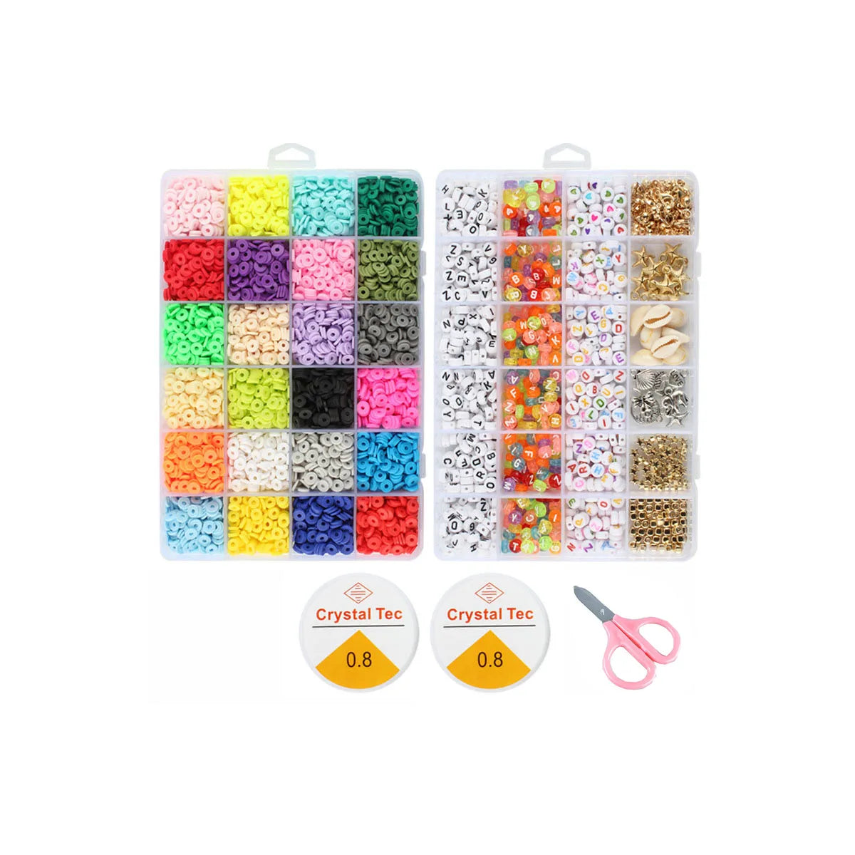 Custom 48 Compartments Sets 6mm Flat Round  Polymer Clay Beads Jewelry Making Accessories Polymer Clay Beads Sets