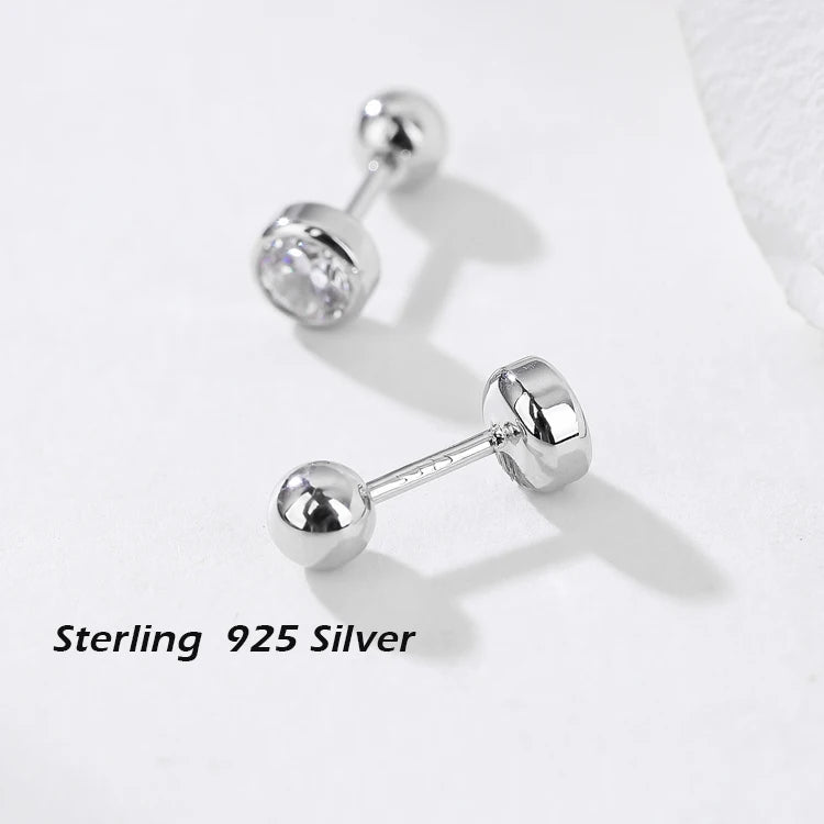 Hot Selling Simple Design  925 Sterling Silver Zirconia Women Stud Earring