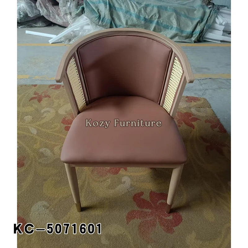 Professional Soft Hotel Use PU Leather Modern Dining Room Accent Arm Chair with Iron Legs KOZY Brand