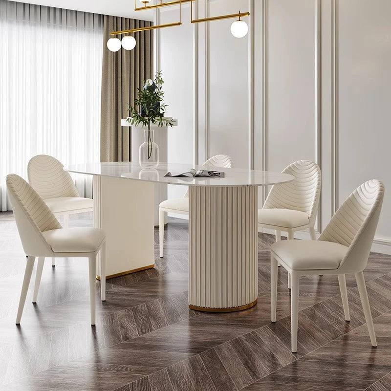 Top Dining Table Frame and 6 Chairs Wholesale Luxury Home Furniture Rectangular Marble with Stainless Steel Modern 1 Set Ltd.