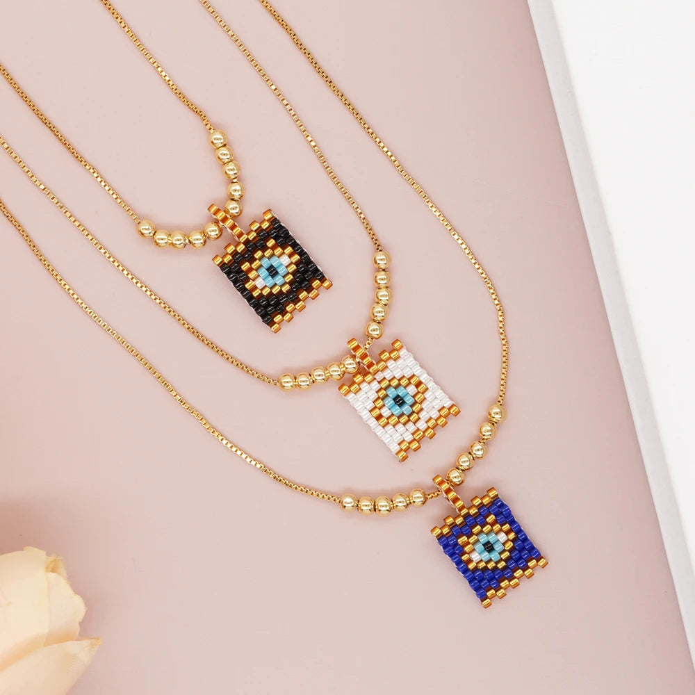 Go2boho Fashion Handmade Women Jewelry Etsy Hot Selling Rainbow Color Bead Necklace Charming Design Gold Thread Bead Necklace
