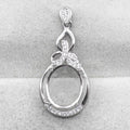 Sterling Silver 11*13mm Semi Mount Pendant Empty Frame Blank Support Setting S925 Base Holder Without Center Stone for DIY Inlay