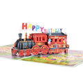 Handmade 3D Pop Up Christmas Train Greeting Card With Envelope Note Tag Holiday Gift Card