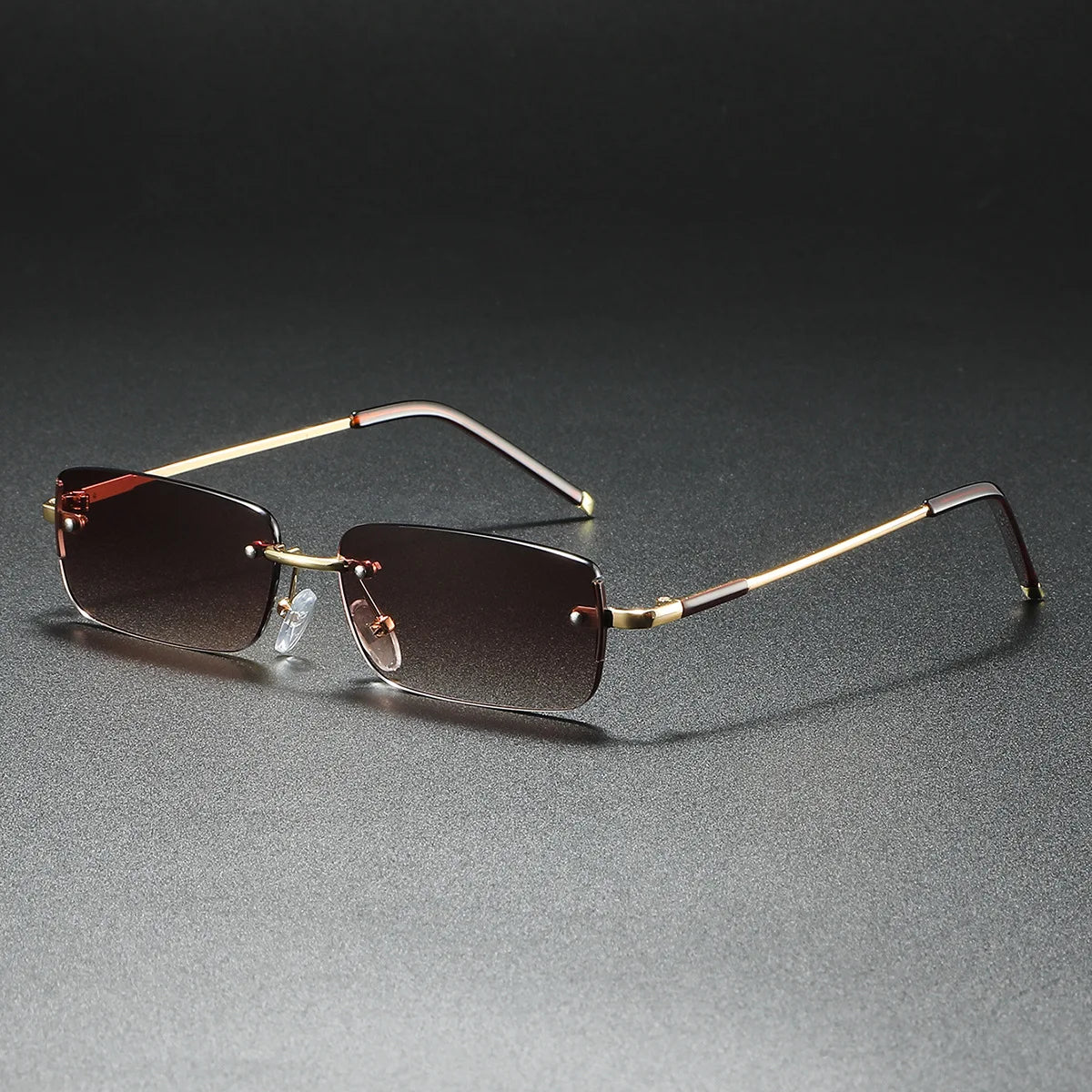 2025 Fashion Retro Men Women Small Rectangle Sun Glasses UV400 Clear Ocean Gradient Lens Shades Rimless Square Sunglasses