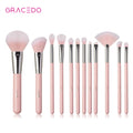 Gracedo Cute Pink 12-Piece Professional Makeup Brush Set for Face Synthetic Hair & Wood Handle Luxury Gift Wholesale