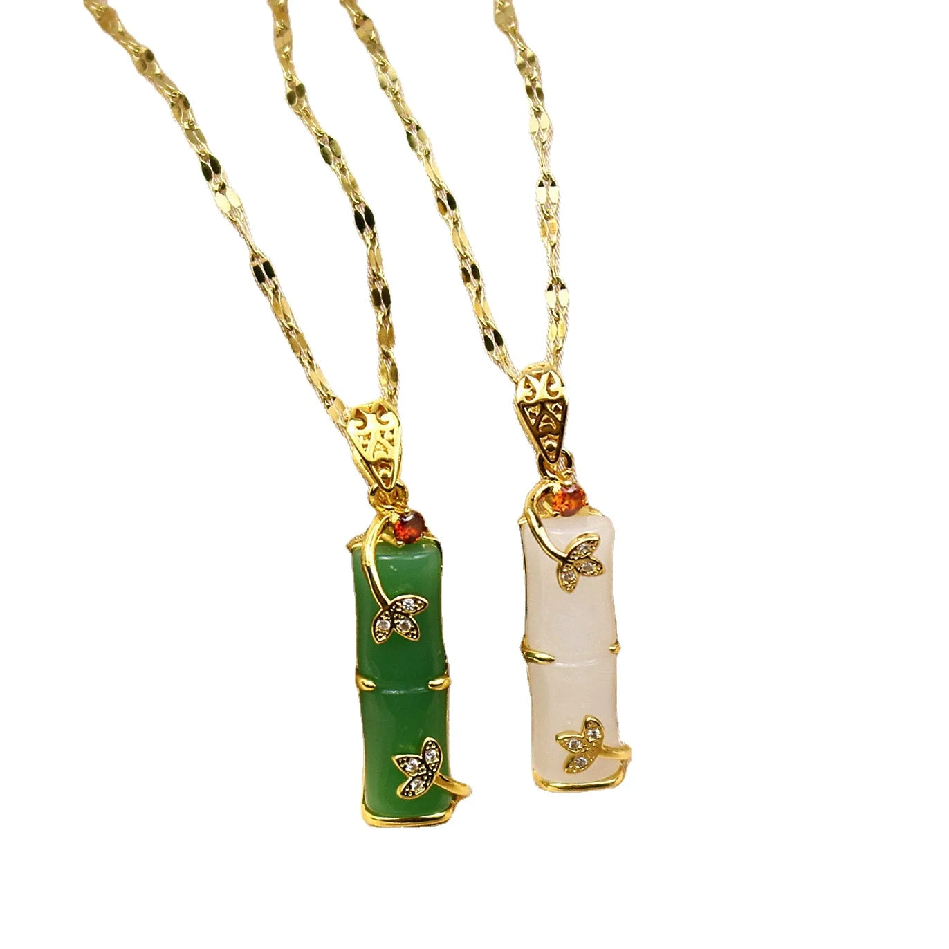 Hot Sell Fashion Korea 18K Gold and Bamboo Necklace Female Cool Wind Small Simple Pendant
