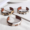 2024 New Arrival Trendy Design Accessories Leopard Print Leather Copper Trendy Women's Bracelet Geometric Cuff Leather Bracelets