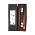 New Design Lucky Cat and Fish Design Tableware Wooden Chopsticks with Ceramic Rest Chopstick Gift Set