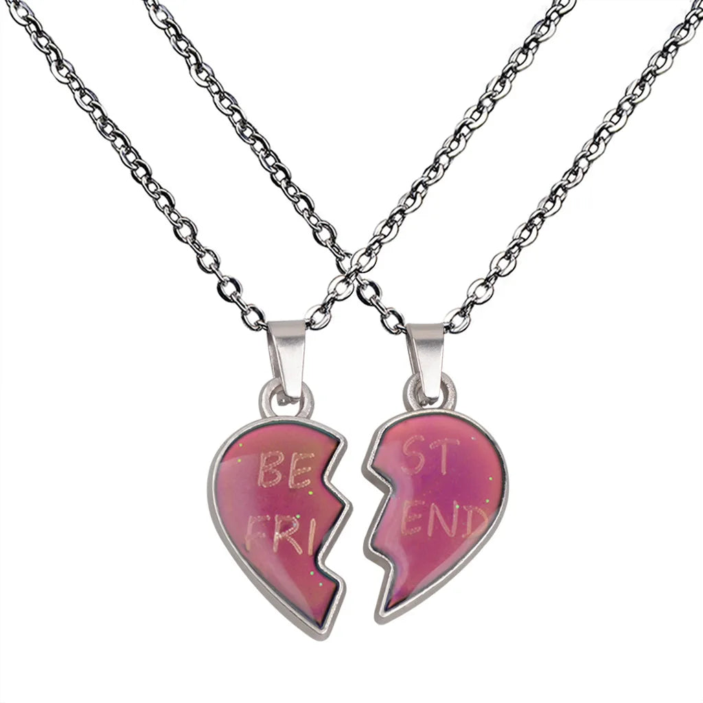 GT OEM Temperature Sensitive Color Changing Collier Des Femmes Best Friend Couples Heart Pendant Mood Necklaces
