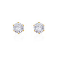 Chris April 316 Stainless Steel Six Claws Setting Solitaire Stud Earrings Wholesale for Women