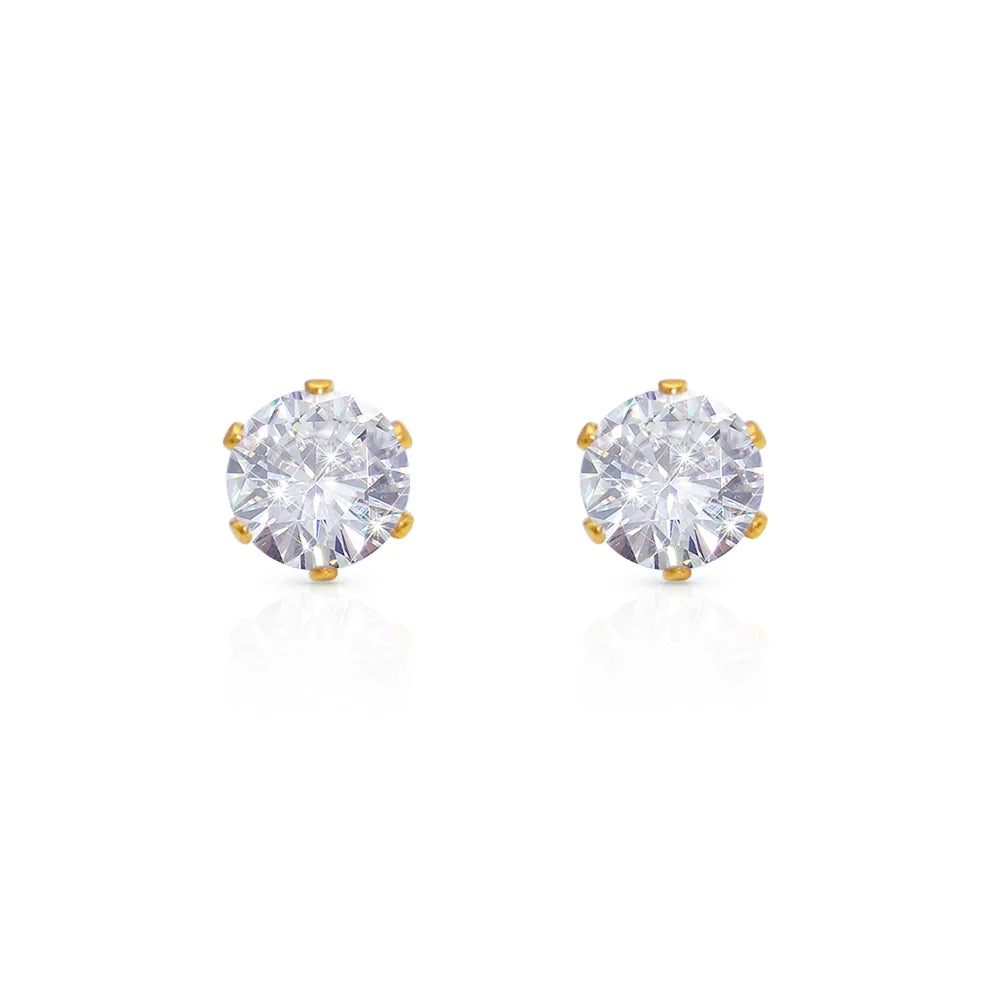 Chris April 316 Stainless Steel Six Claws Setting Solitaire Stud Earrings Wholesale for Women
