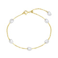 RINNTIN GPB08 Fashion Jewellery 925 Sterling Silver Freshwater Pearl Bracelet Brazalete 14K Gold Bracelet for Women
