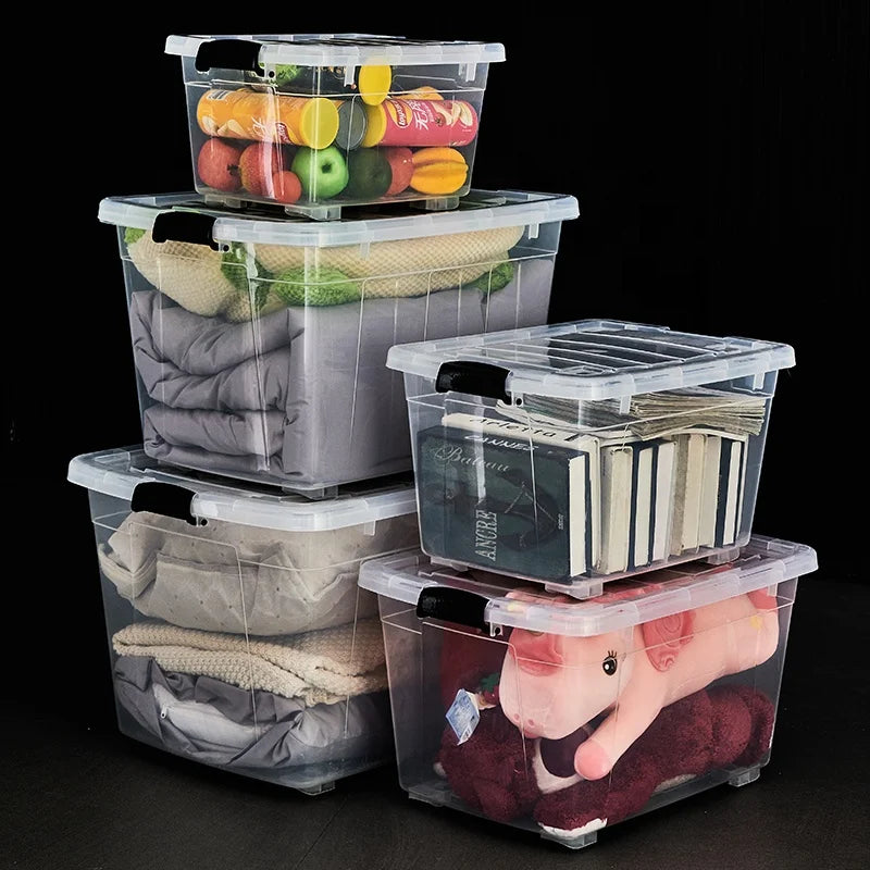 Household Rectangle Injection Multifunction Large Stackable Transparent PP Plastic European Style 10kg Load Storage Boxes