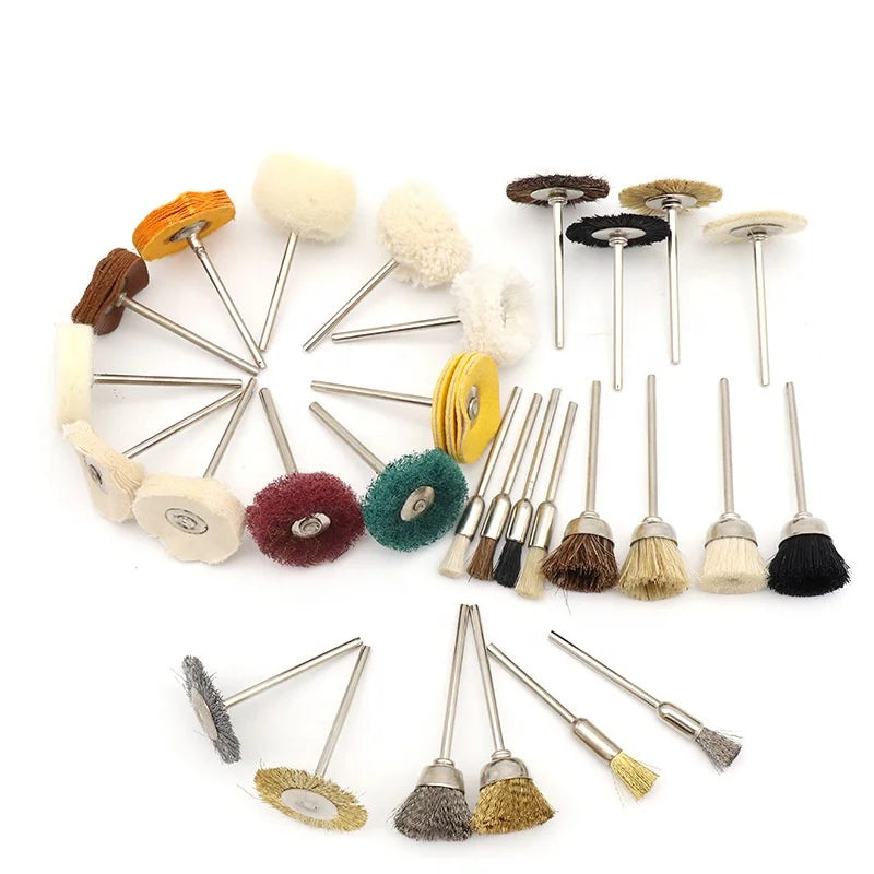 Small Polishing Buffing Wheel Abrasive Tool Brass Steel Nylon Cup Iron Wire Grinding Wheel Brush Jewelry Tool Equipment