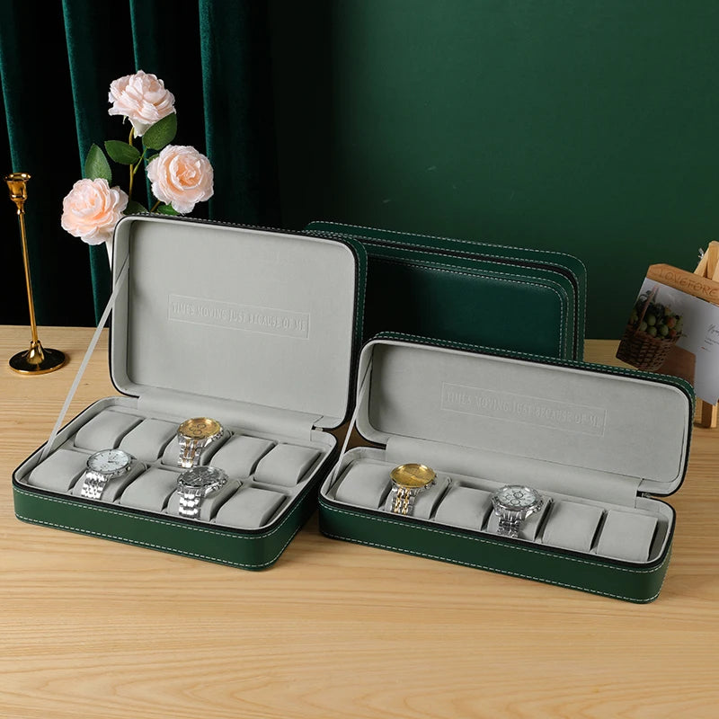 New Green Zipper Watch Storage case Portable Dustproof Watch Display case Home Watch Collection Wristwatch case