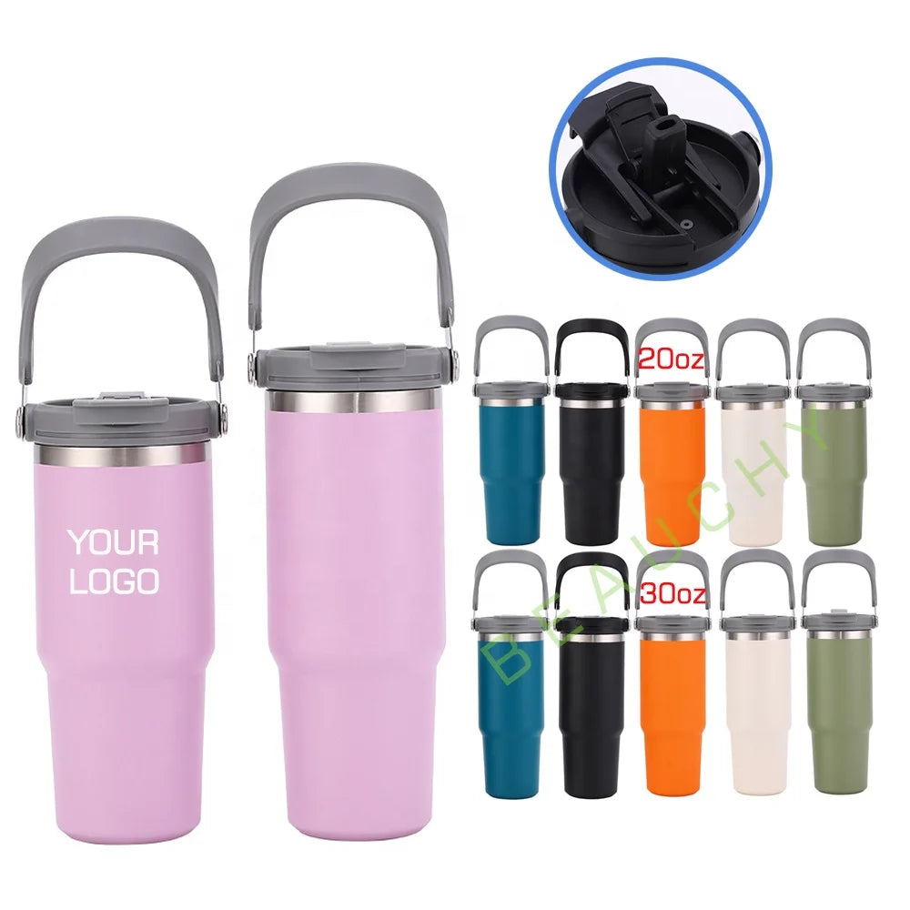Beauchy 2024 Custom 30oz Stainless Steel Travel Tumbler New Design Vacuum Insulated Mug with Portable Handle