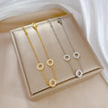 Simple Adjustable Chain Circle Bracelets 18K Gold Plated Stainless Steel Chain Mud Diamond Inlay Hollow Loop Bracelets
