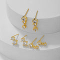 6pcs Sophisticated 18K Gold Plated Waterdrop CZ Earrings S925 Silver Modern Jewelry for Women Stud