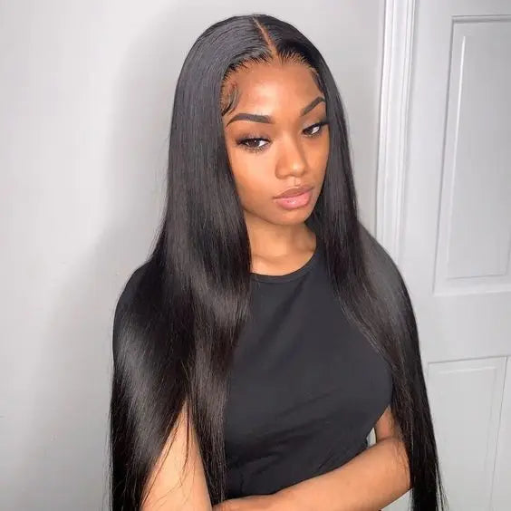 13x4 Raw Indian Lace Frontal Hair Wig Glueless Full Lace Front Wigs for Black Women 40 Inch Brazilian Straight Lace Front Wig