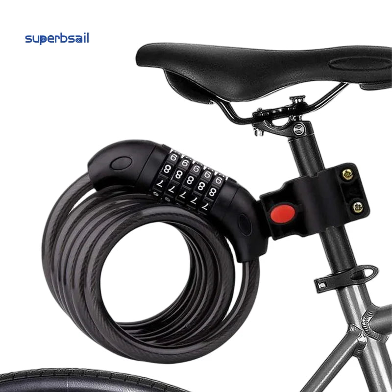 Superbsail 5-Digit Code Combination Bike Lock Anti-Theft Steel Wire Chain Lock for MTB Cycling Bicycle Security Equipment