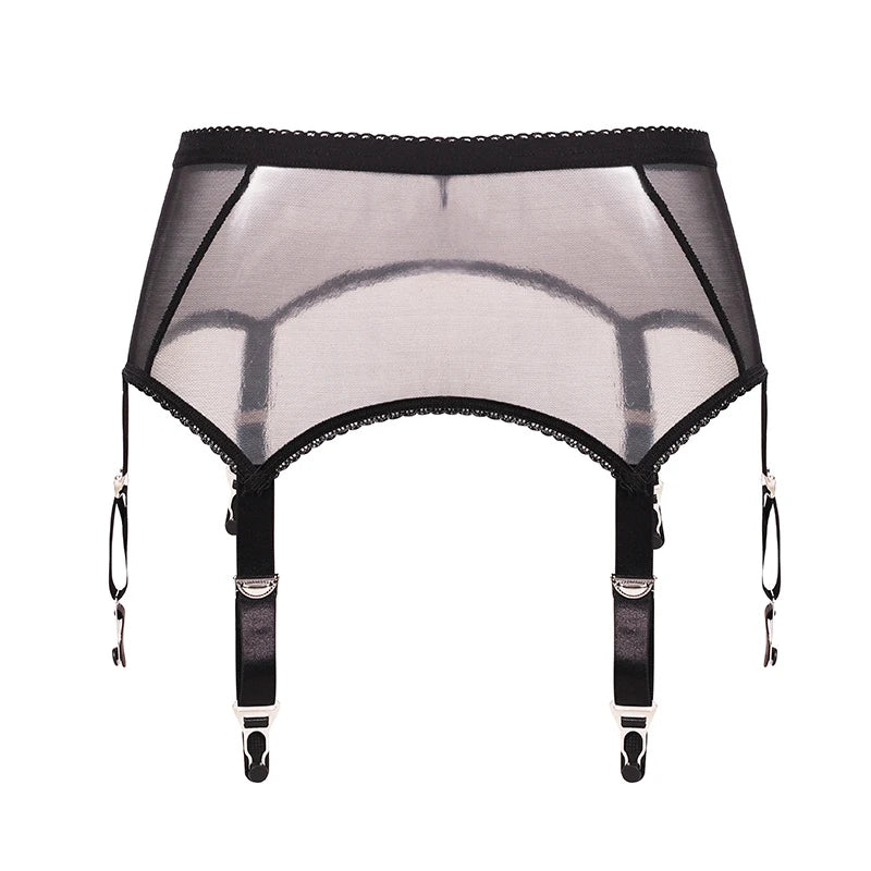 Hot Sale Plus Size Hollow-Out Mesh Hook & Eye Closure 6 Elastic Suspenders High-Waisted Garter Belt Rosesakura 7369