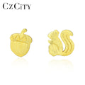 CZCITY S925 Sterling Silver Latest Simple Stud Gold Plated Unique 925 Earring Woman Jewellery