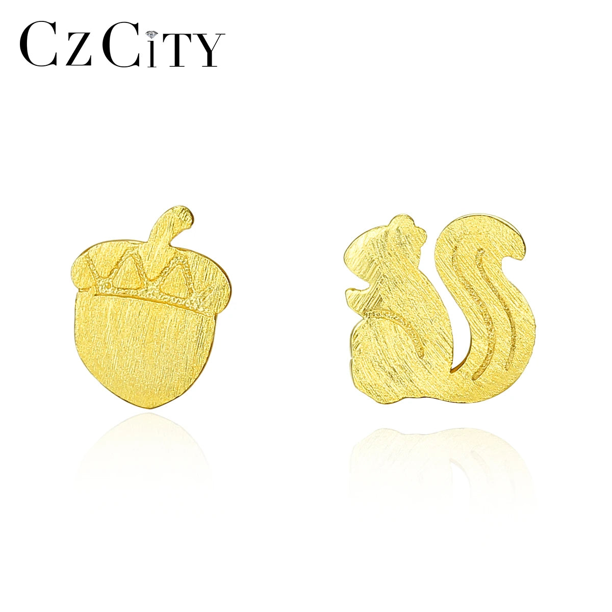 CZCITY S925 Sterling Silver Latest Simple Stud Gold Plated Unique 925 Earring Woman Jewellery