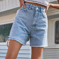 RNSHANGER Summer Thin Baggy Half Length Denim Shorts Korean Vintage High Waist Jean Short Pants Women Streetwear Casual Shorts