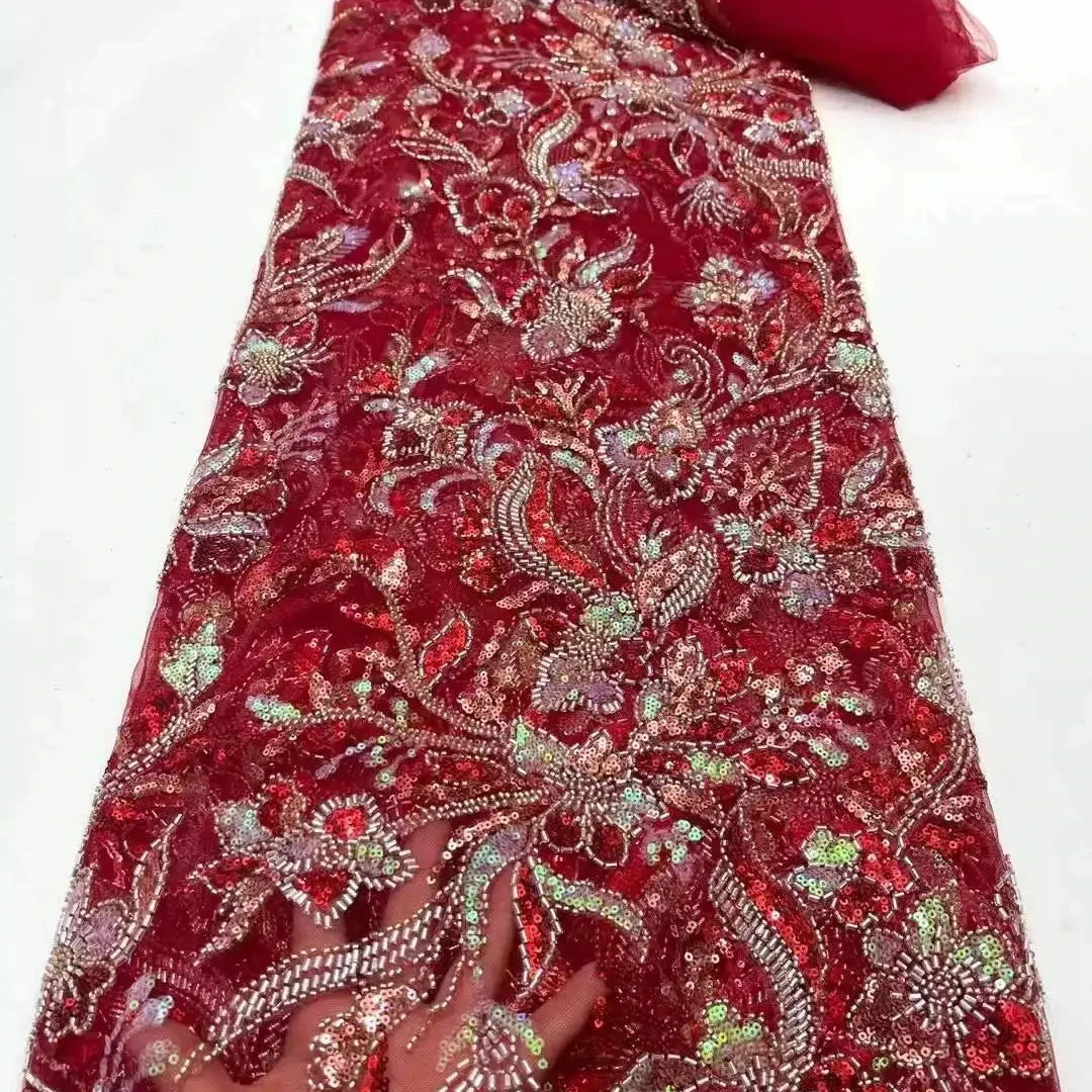 DS Factory Wholesale Wedding Dress Dress Fabric Bead Tube Embroidery Gorgeous Sequins Embroidery Fabric Lace