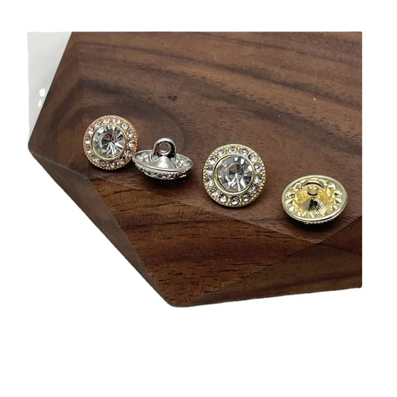 Fashion Round Small Size Full With Rhinestones Diamond Alloy Combination Garment Buttons Bags Wedding Dress Hand-stitched Button