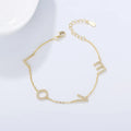 Fine Jewellery Design 925 Sterling Silver Zircon Letter Love Alphabet Link Chain Bracelet for Women
