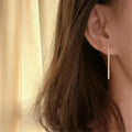 S925 Minimalist Gold Plated Hiphop Style Simple Design Trendy Women Long Chain Earrings