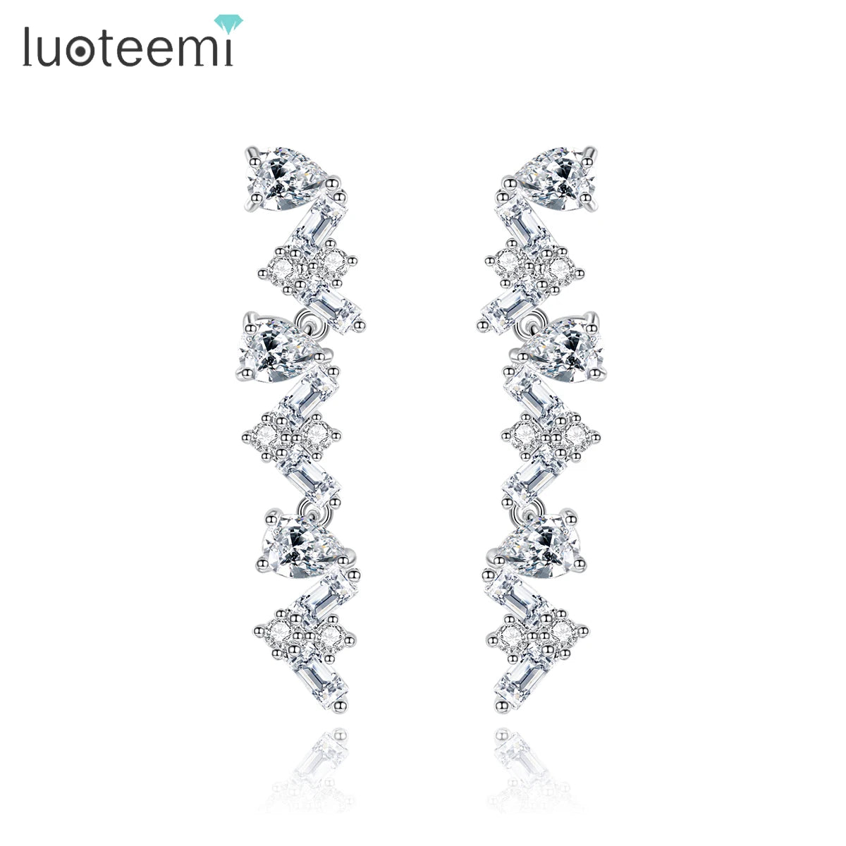 LUOTEEMI Bridal Earring Korean Style Wholesale Zicornia Stud Shiny Lady Zircon Stylish Popular Earing