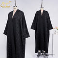 Habib 2026 Jacquard Front Open Abaya Wholesale Elegant Black Abaya Dubai Islamic Clothing