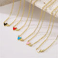 Trendy Cute Chain Necklace Gold Plated Enamel Paperclip Link Chain Necklace Personalized Double Heart Charm Necklace