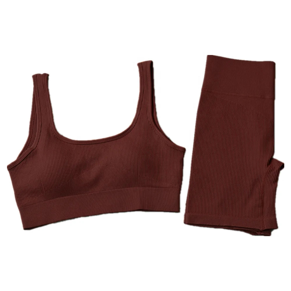 Women's Fashionable Workout Fitness Shorts Sets Wholesale Two-Piece Seamless Yoga Leggings Dropshipping