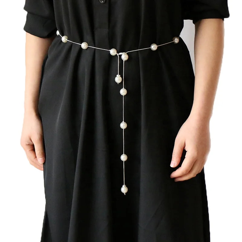 Women's Summer Versatile Metal Belt Waist Pearl Pendant on Alloy Chain Various Styles Accessories