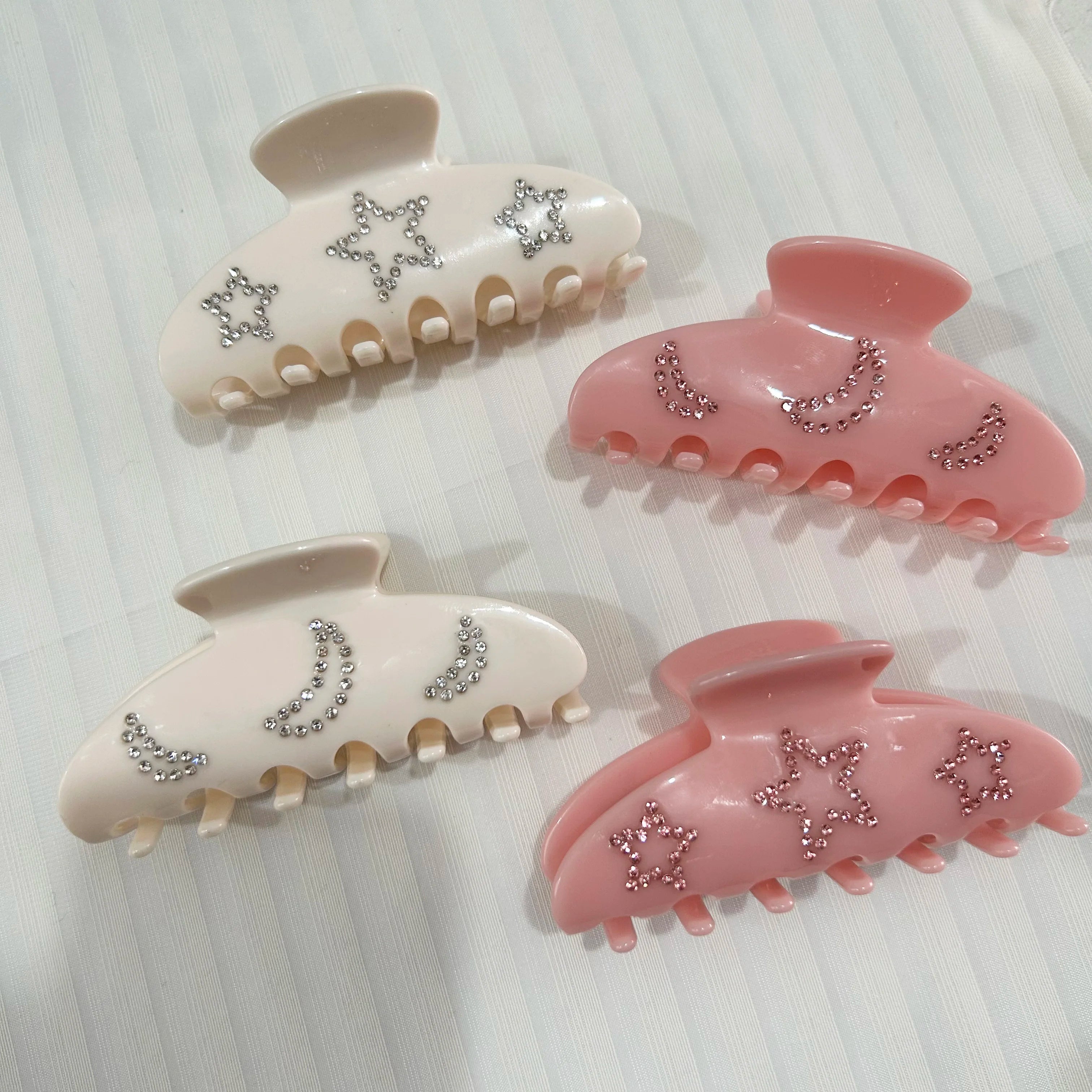 SAIYII New Arrival 10CM Custom Logo Acetate Hair Claw Clips Moon and Star Korean Hair Accessories Women Claw Clip for Thick Hair