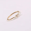 Minimalist Jewelry Stainless Steel Dainty Cubic Zirconia Freshwater Pearl Women Thin Ring